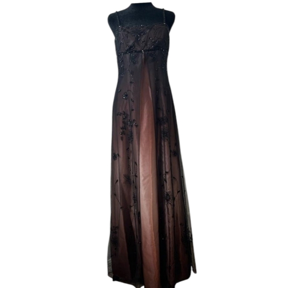 Y2k Vtg Empire Style Purple Ombre Lace/Beads Prom Evening Silky Slip Gown Sz 10 - Picture 4 of 16